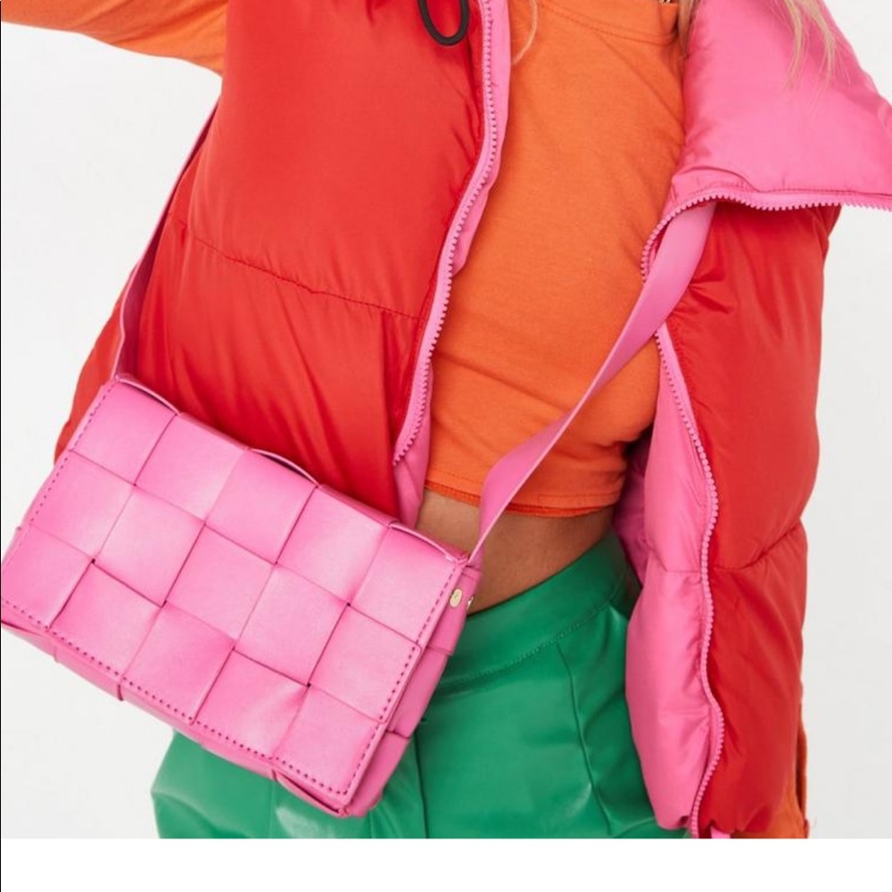 Pink quilted Missguided crossbody bag
